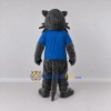 Custom Gray and Blue Wolf in T Shirt Mascot Costume Adult Full Body Suit for School Events Custom Gray and Blue Wolf in T Shirt Mascot Costume Adult Full Body Suit for School Events