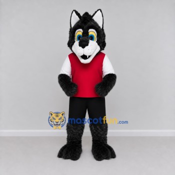 Custom Black Red and White Wolf in Sportswear Mascot Costume Adult Full Body Suit for Sports Events
