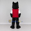 Custom Black Red and White Wolf in Sportswear Mascot Costume Adult Full Body Suit for Sports Events Custom Black Red and White Wolf in Sportswear Mascot Costume Adult Full Body Suit for Sports Events