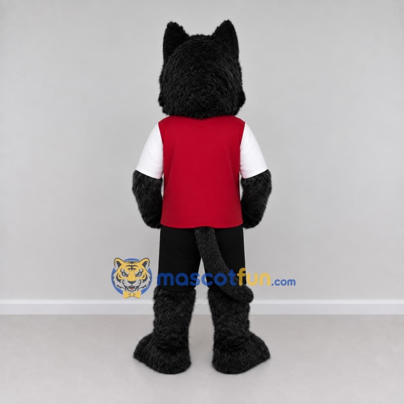 Custom Black Red and White Wolf in Sportswear Mascot Costume Adult Full Body Suit for Sports Events Custom Black Red and White Wolf in Sportswear Mascot Costume Adult Full Body Suit for Sports Events