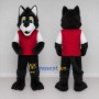 Custom Black Red and White Wolf in Sportswear Mascot Costume Adult Full Body Suit for Sports Events