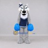 Custom Gray and Navy Blue Wolf Cheerleader Mascot Costume Adult Full Body Suit for Sports Events Custom Gray and Navy Blue Wolf Cheerleader Mascot Costume Adult Full Body Suit for Sports Events
