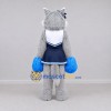 Custom Gray and Navy Blue Wolf Cheerleader Mascot Costume Adult Full Body Suit for Sports Events Custom Gray and Navy Blue Wolf Cheerleader Mascot Costume Adult Full Body Suit for Sports Events