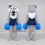 Custom Gray and Navy Blue Wolf Cheerleader Mascot Costume Adult Full Body Suit for Sports Events