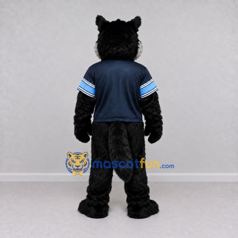 Custom Black and Navy Blue Wolf in Sportswear Mascot Costume Adult Full Body Suit for Sports Events Custom Black and Navy Blue Wolf in Sportswear Mascot Costume Adult Full Body Suit for Sports Events