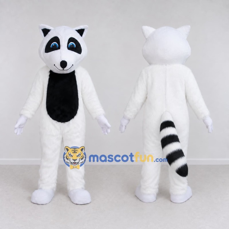 Custom White and Black Raccoon Mascot Costume Adult Full Body Suit for Wildlife Events Custom White and Black Raccoon Mascot Costume Adult Full Body Suit for Wildlife Events