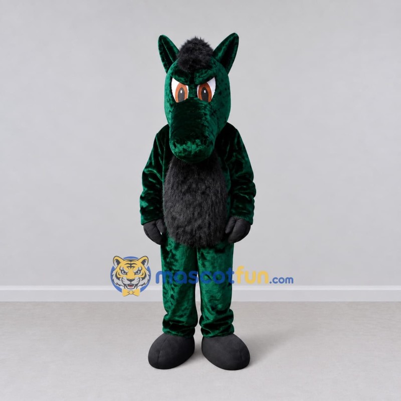 Custom Green and Black Horse Mascot Costume Adult Full Body Suit for School Events Custom Green and Black Horse Mascot Costume Adult Full Body Suit for School Events