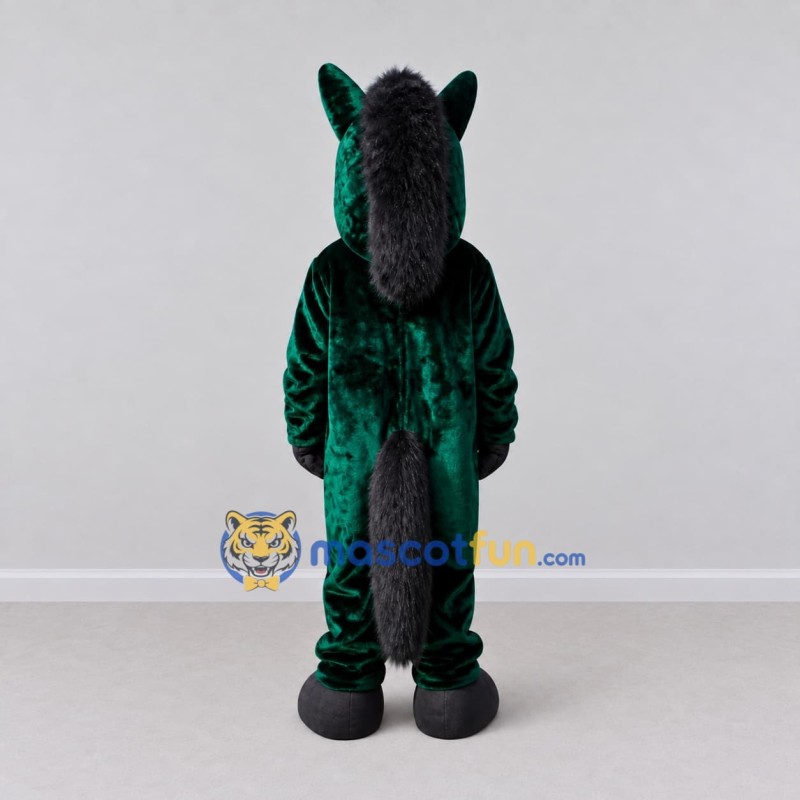 Custom Green and Black Horse Mascot Costume Adult Full Body Suit for School Events Custom Green and Black Horse Mascot Costume Adult Full Body Suit for School Events
