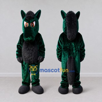 Custom Green and Black Horse Mascot Costume Adult Full Body Suit for School Events