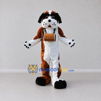 Custom Brown and White Saint Bernard Dog Mascot Costume Adult Full Body Suit for Pet Events Custom Brown and White Saint Bernard Dog Mascot Costume Adult Full Body Suit for Pet Events