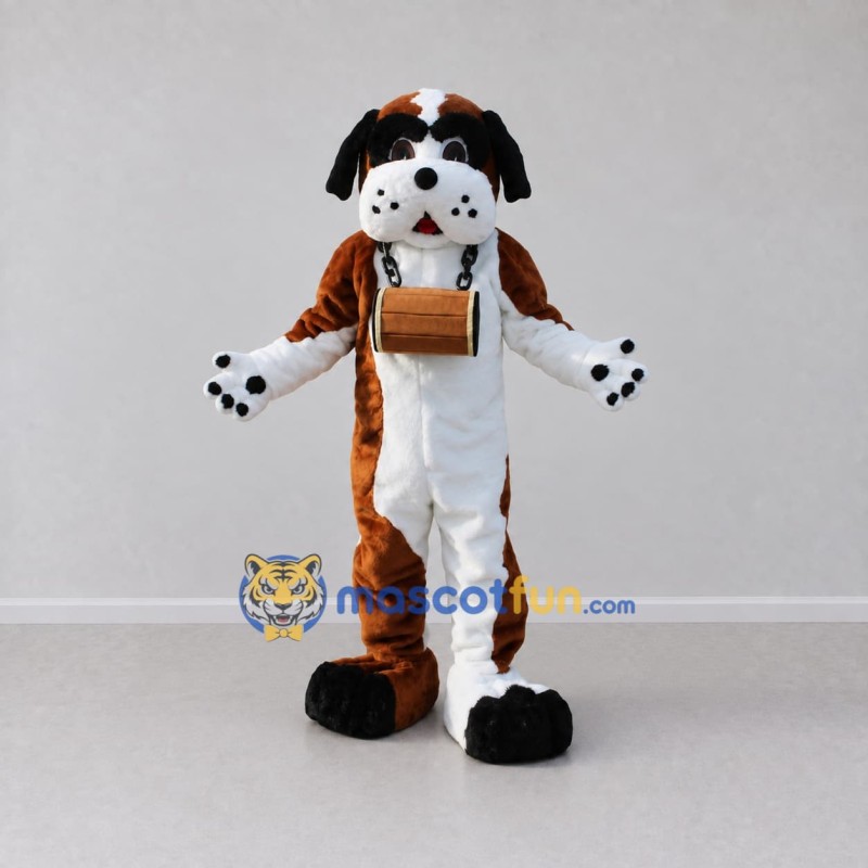 Custom Brown and White Saint Bernard Dog Mascot Costume Adult Full Body Suit for Pet Events Custom Brown and White Saint Bernard Dog Mascot Costume Adult Full Body Suit for Pet Events