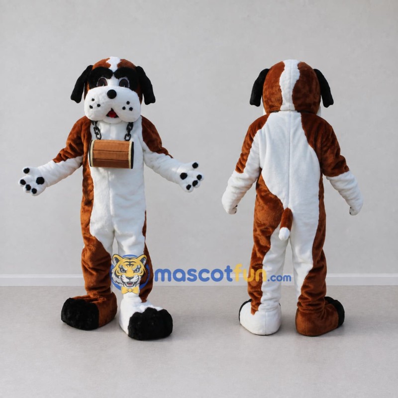 Custom Brown and White Saint Bernard Dog Mascot Costume Adult Full Body Suit for Pet Events Custom Brown and White Saint Bernard Dog Mascot Costume Adult Full Body Suit for Pet Events