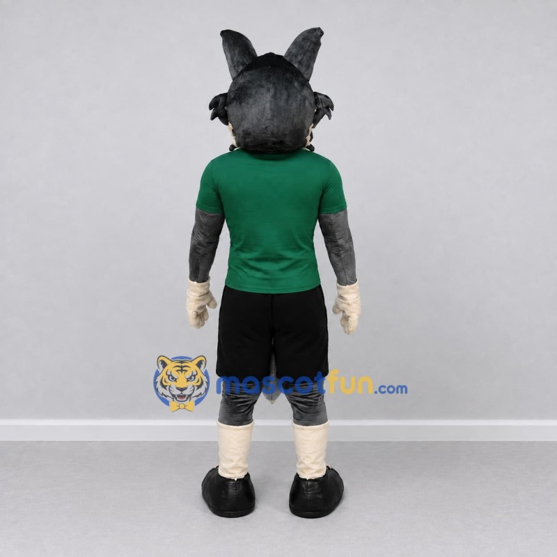 Custom Gray and Green Wolf in Sportswear Mascot Costume Adult Full Body Suit for Sports Events Custom Gray and Green Wolf in Sportswear Mascot Costume Adult Full Body Suit for Sports Events