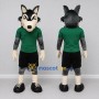 Custom Gray and Green Wolf in Sportswear Mascot Costume Adult Full Body Suit for Sports Events