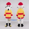 Custom White Yellow and Red Dalmatian Firefighter Mascot Costume Adult Full Body Suit for Community Events