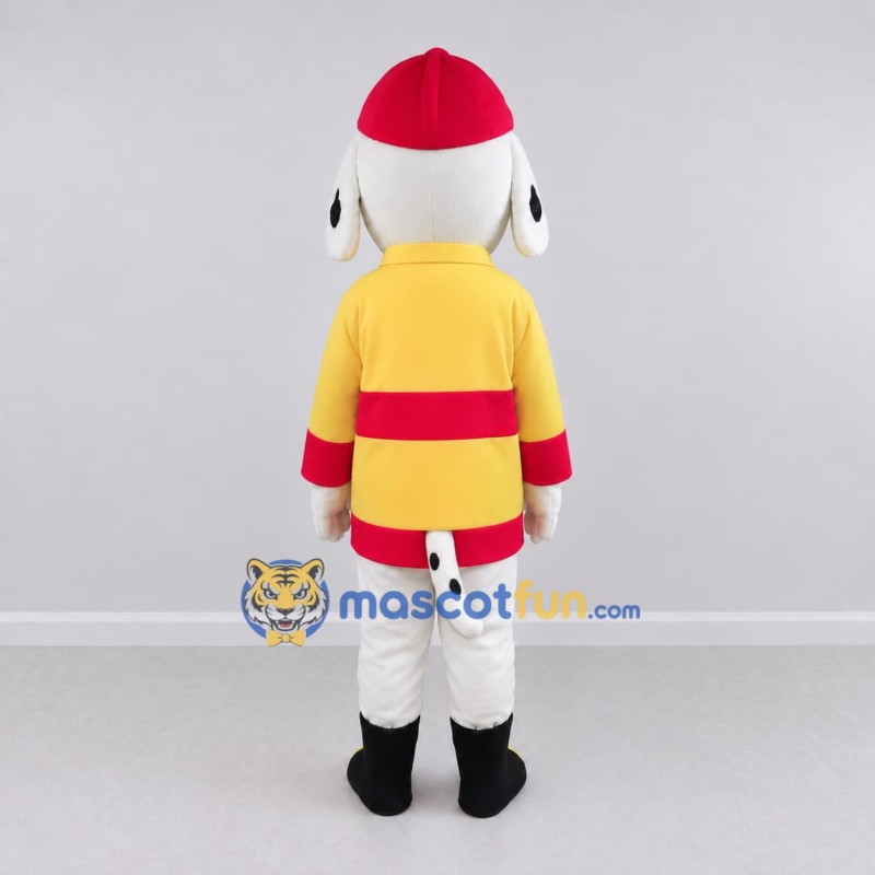 Custom White Yellow and Red Dalmatian Firefighter Mascot Costume Adult Full Body Suit for Community Events Custom White Yellow and Red Dalmatian Firefighter Mascot Costume Adult Full Body Suit for Community Events