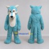 Custom Turquoise and White Wolf Mascot Costume Adult Full Body Suit for School Events