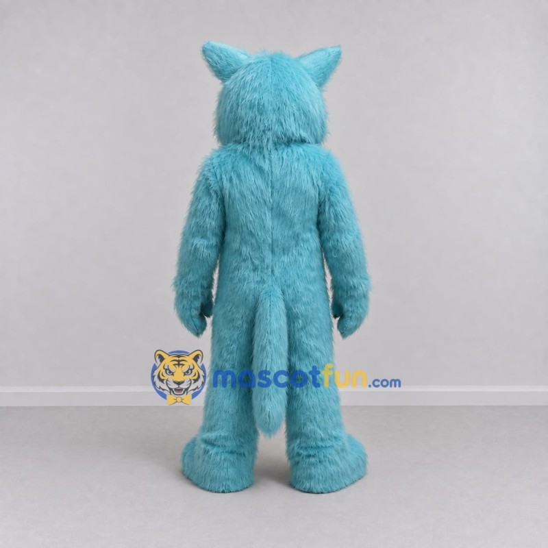 Custom Turquoise and White Wolf Mascot Costume Adult Full Body Suit for School Events Custom Turquoise and White Wolf Mascot Costume Adult Full Body Suit for School Events