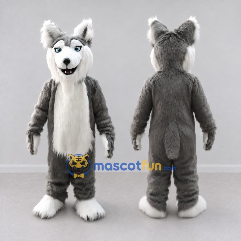 Custom Gray and White Wolf Mascot Costume Adult Full Body Suit for Wildlife Events Custom Gray and White Wolf Mascot Costume Adult Full Body Suit for Wildlife Events