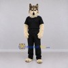 Custom Tan Gray and Black Wolf in Shirt and Pants Mascot Costume Adult Full Body Suit for Themed Parties Custom Tan Gray and Black Wolf in Shirt and Pants Mascot Costume Adult Full Body Suit for Themed Parties