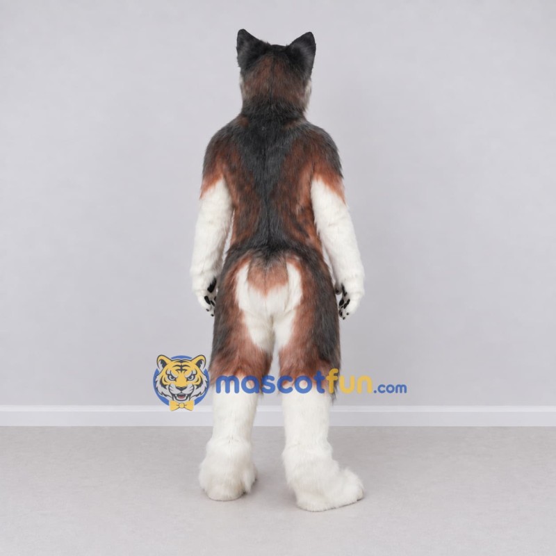 Custom Brown Gray and White Wolf Mascot Costume Adult Full Body Suit for Wildlife Events