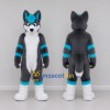 Custom Gray Turquoise and White Canine Character Mascot Costume Adult Full Body Suit for School Events Custom Gray Turquoise and White Canine Character Mascot Costume Adult Full Body Suit for School Events