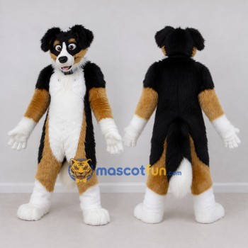Custom Black Brown and White Dog Mascot Costume Adult Full Body Suit for Pet Events