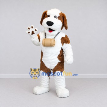Custom White and Brown Saint Bernard Dog Mascot Costume Adult Full Body Suit for Pet Events Custom White and Brown Saint Bernard Dog Mascot Costume Adult Full Body Suit for Pet Events