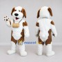 Custom White and Brown Saint Bernard Dog Mascot Costume Adult Full Body Suit for Pet Events