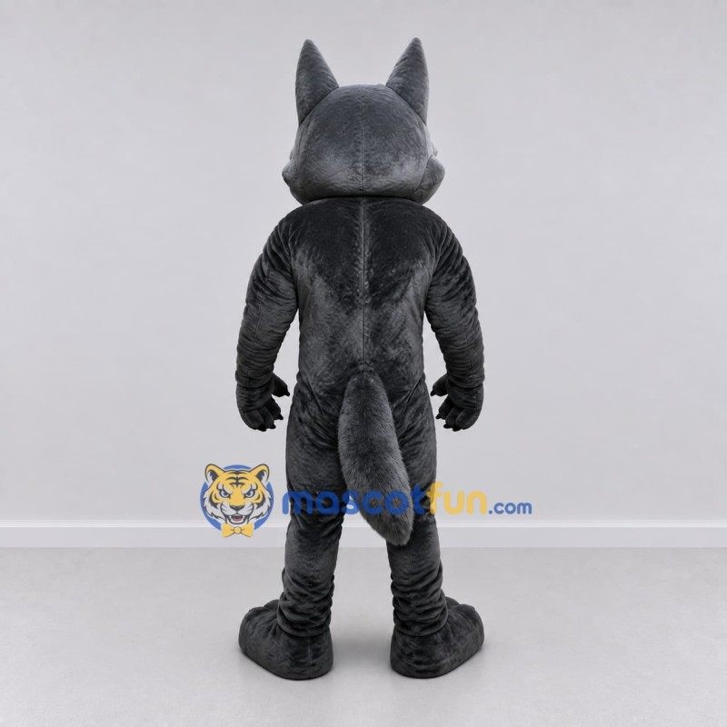 Custom Gray and Black Muscular Wolf Mascot Costume Adult Full Body Suit for Sports Events Custom Gray and Black Muscular Wolf Mascot Costume Adult Full Body Suit for Sports Events