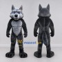 Custom Gray and Black Muscular Wolf Mascot Costume Adult Full Body Suit for Sports Events