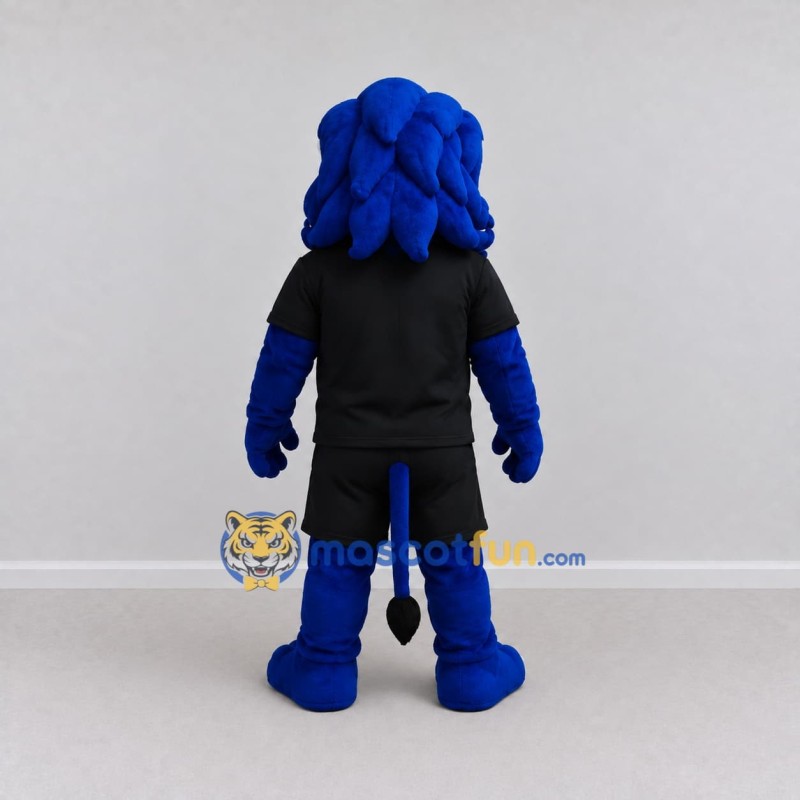 Custom Blue and Black Lion in Sportswear Mascot Costume Adult Full Body Suit for Sports Events Custom Blue and Black Lion in Sportswear Mascot Costume Adult Full Body Suit for Sports Events