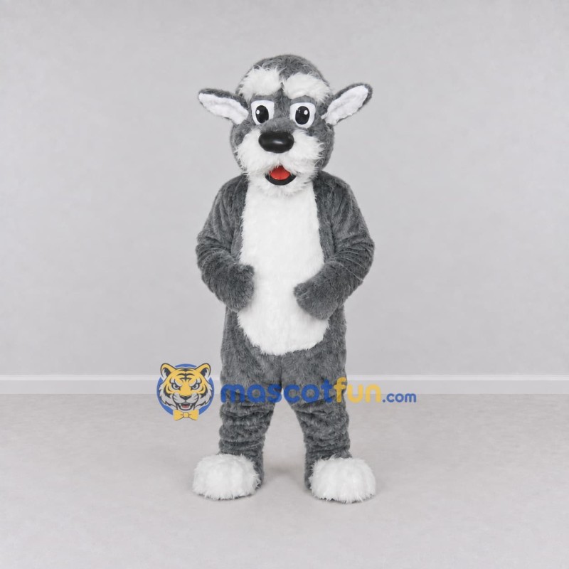 Custom Gray and White Canine Character Mascot Costume Adult Full Body Suit for School Events Custom Gray and White Canine Character Mascot Costume Adult Full Body Suit for School Events