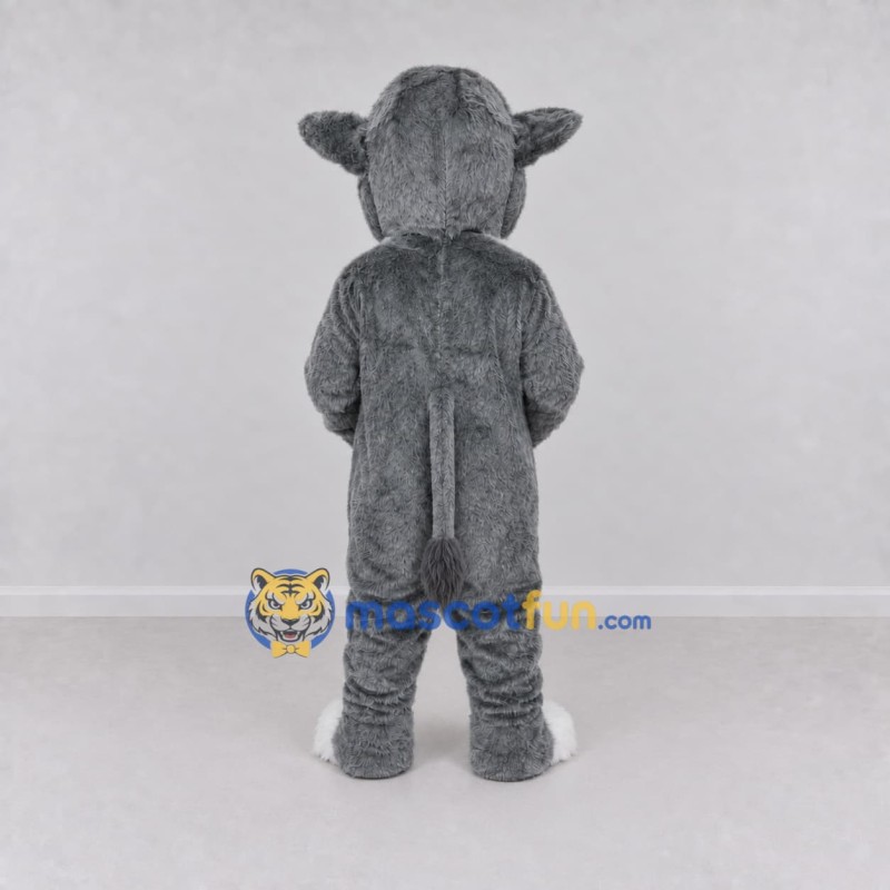 Custom Gray and White Canine Character Mascot Costume Adult Full Body Suit for School Events Custom Gray and White Canine Character Mascot Costume Adult Full Body Suit for School Events