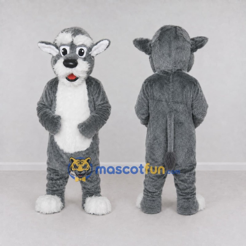 Custom Gray and White Canine Character Mascot Costume Adult Full Body Suit for School Events Custom Gray and White Canine Character Mascot Costume Adult Full Body Suit for School Events