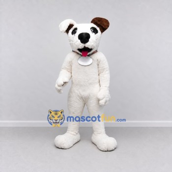 Custom White and Brown Dog Mascot Costume Adult Full Body Suit for Pet Events Custom White and Brown Dog Mascot Costume Adult Full Body Suit for Pet Events