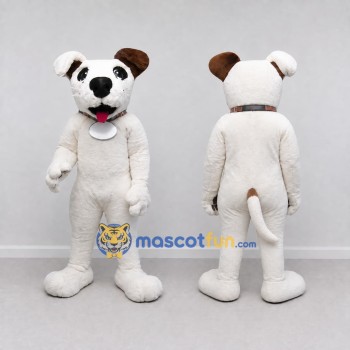 Custom White and Brown Dog Mascot Costume Adult Full Body Suit for Pet Events