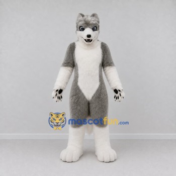 Custom Gray and White Husky Dog Mascot Costume Adult Full Body Suit for Pet Events