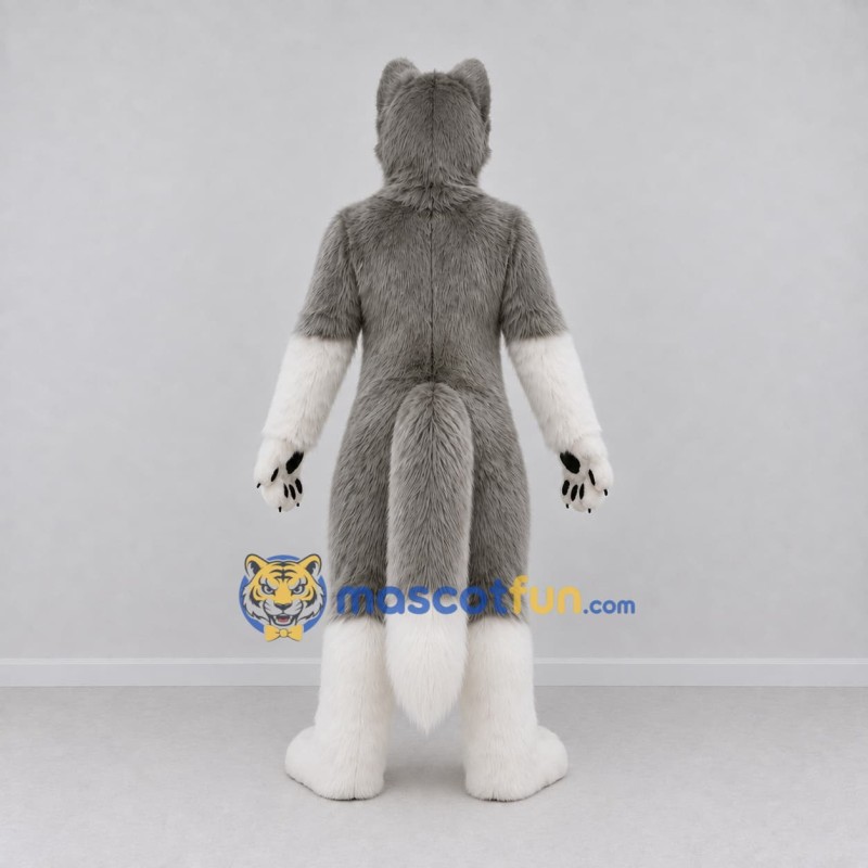 Custom Gray and White Husky Dog Mascot Costume Adult Full Body Suit for Pet Events Custom Gray and White Husky Dog Mascot Costume Adult Full Body Suit for Pet Events