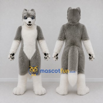 Custom Gray and White Husky Dog Mascot Costume Adult Full Body Suit for Pet Events
