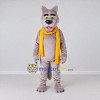 Custom Gray and Yellow Wolf with Scarf Mascot Costume Adult Full Body Suit for Winter Events Custom Gray and Yellow Wolf with Scarf Mascot Costume Adult Full Body Suit for Winter Events