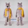 Custom Gray and Yellow Wolf with Scarf Mascot Costume Adult Full Body Suit for Winter Events Custom Gray and Yellow Wolf with Scarf Mascot Costume Adult Full Body Suit for Winter Events