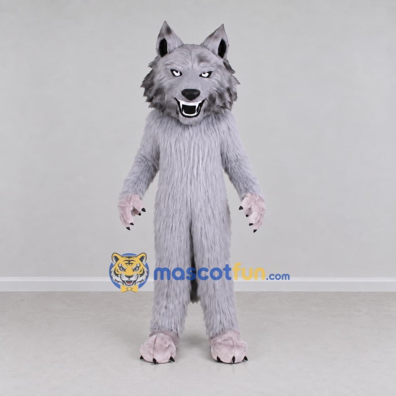 Custom Light Gray Wolf Mascot Costume Adult Full Body Suit for Wildlife Events Custom Light Gray Wolf Mascot Costume Adult Full Body Suit for Wildlife Events