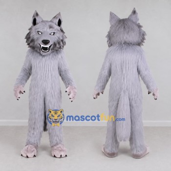 Custom Light Gray Wolf Mascot Costume Adult Full Body Suit for Wildlife Events