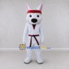 Custom White and Red Dog Martial Artist Mascot Costume Adult Full Body Suit for Martial Arts Events Custom White and Red Dog Martial Artist Mascot Costume Adult Full Body Suit for Martial Arts Events