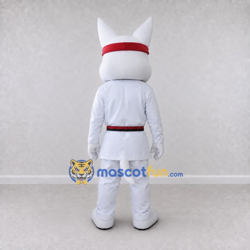 Custom White and Red Dog Martial Artist Mascot Costume Adult Full Body Suit for Martial Arts Events Custom White and Red Dog Martial Artist Mascot Costume Adult Full Body Suit for Martial Arts Events