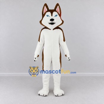 Custom Brown and White Husky Dog Mascot Costume Adult Full Body Suit for Pet Events Custom Brown and White Husky Dog Mascot Costume Adult Full Body Suit for Pet Events