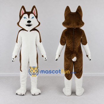 Custom Brown and White Husky Dog Mascot Costume Adult Full Body Suit for Pet Events