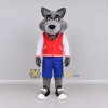 Custom Gray Red and Blue Wolf in Varsity Jacket Mascot Costume Adult Full Body Suit for School Events Custom Gray Red and Blue Wolf in Varsity Jacket Mascot Costume Adult Full Body Suit for School Events