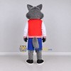 Custom Gray Red and Blue Wolf in Varsity Jacket Mascot Costume Adult Full Body Suit for School Events Custom Gray Red and Blue Wolf in Varsity Jacket Mascot Costume Adult Full Body Suit for School Events
